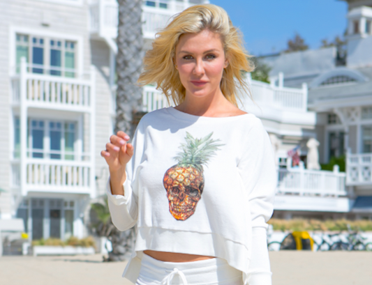 Pineapple Skull Slouchy Pullover